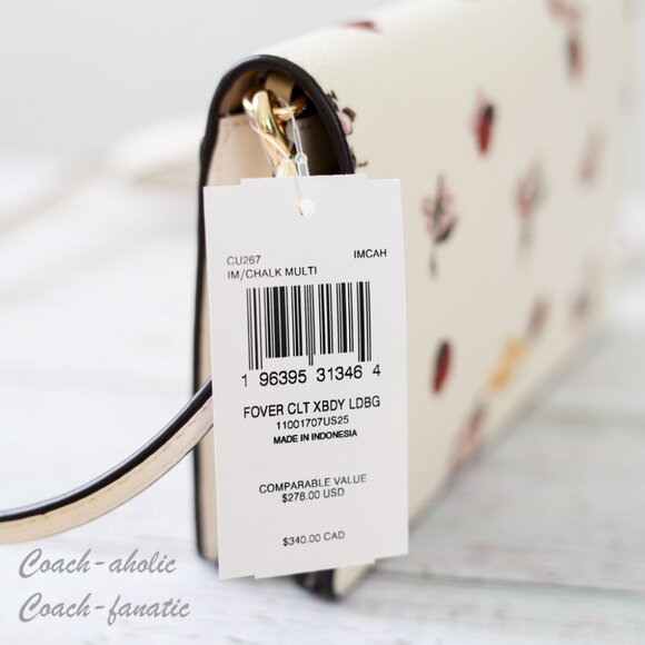 NWT Coach CU267 Anna Foldover Clutch Crossbody With Ladybug Floral Print - Picture 7 of 10